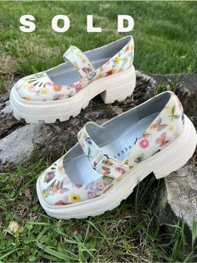 Katy Perry Collections Floral Butterfly Platform Mary Janes - White Multicolor